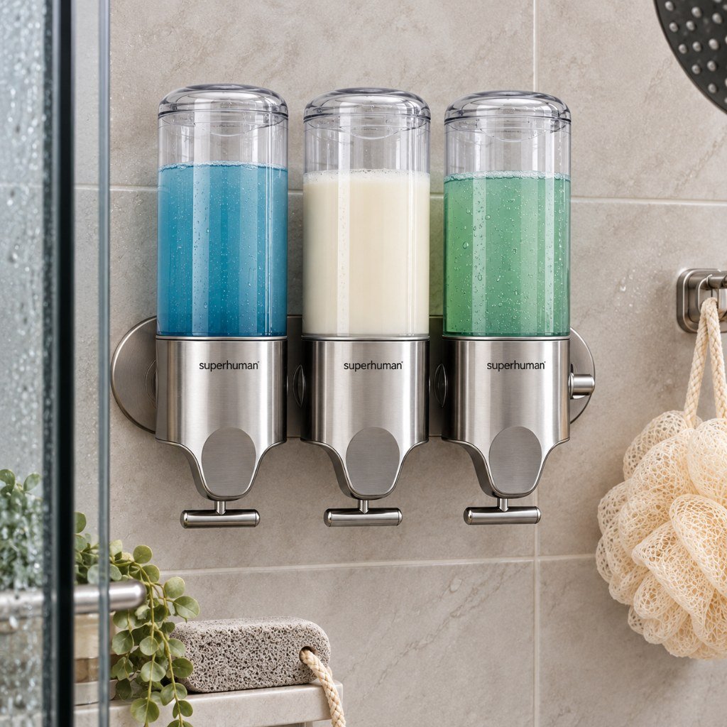 simplehuman triple wall-mount shower dispenser
